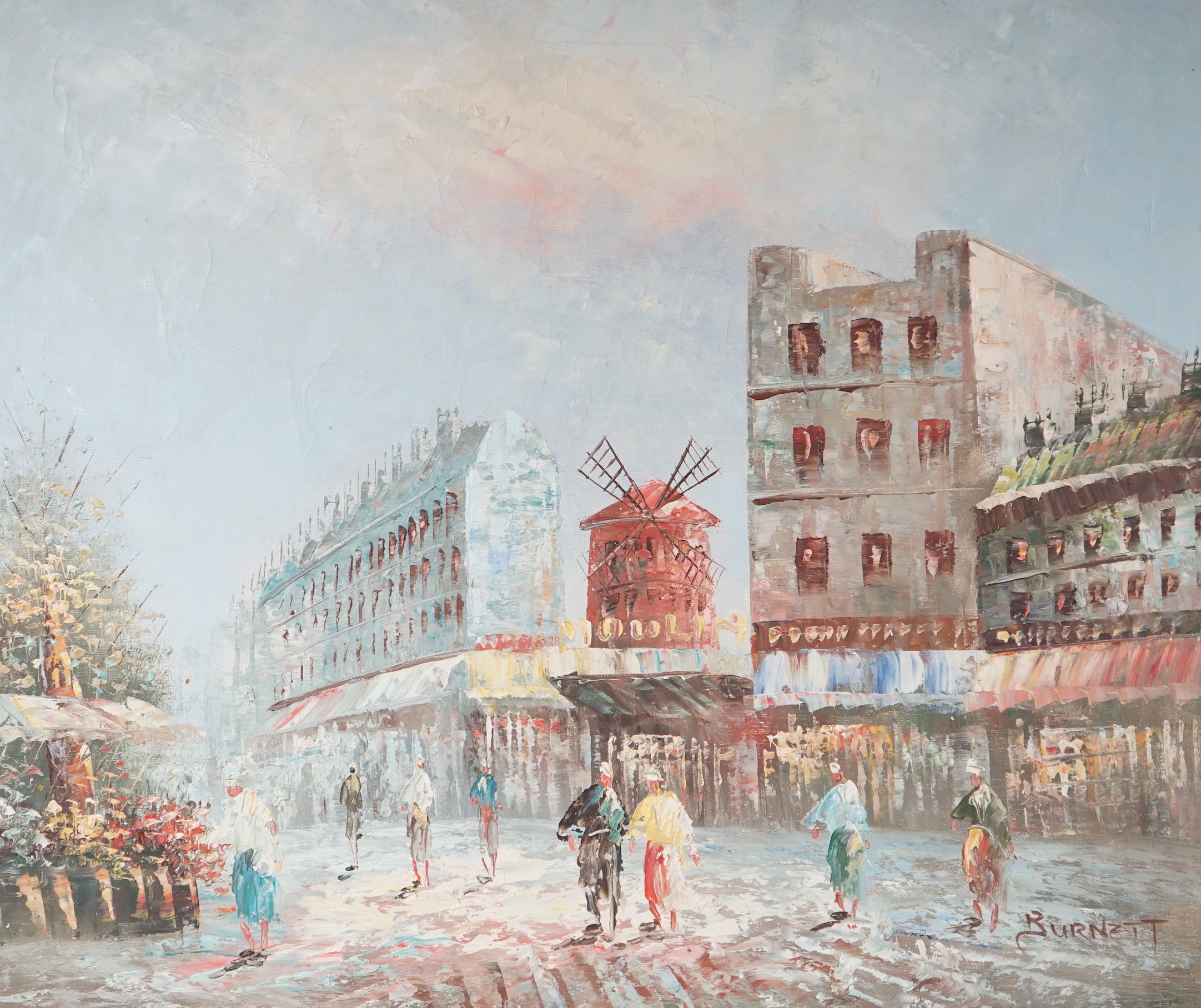 Caroline Burnett (1877-1950) impressionist oil on canvas, Parisian street scene, signed, 50 x 60cm